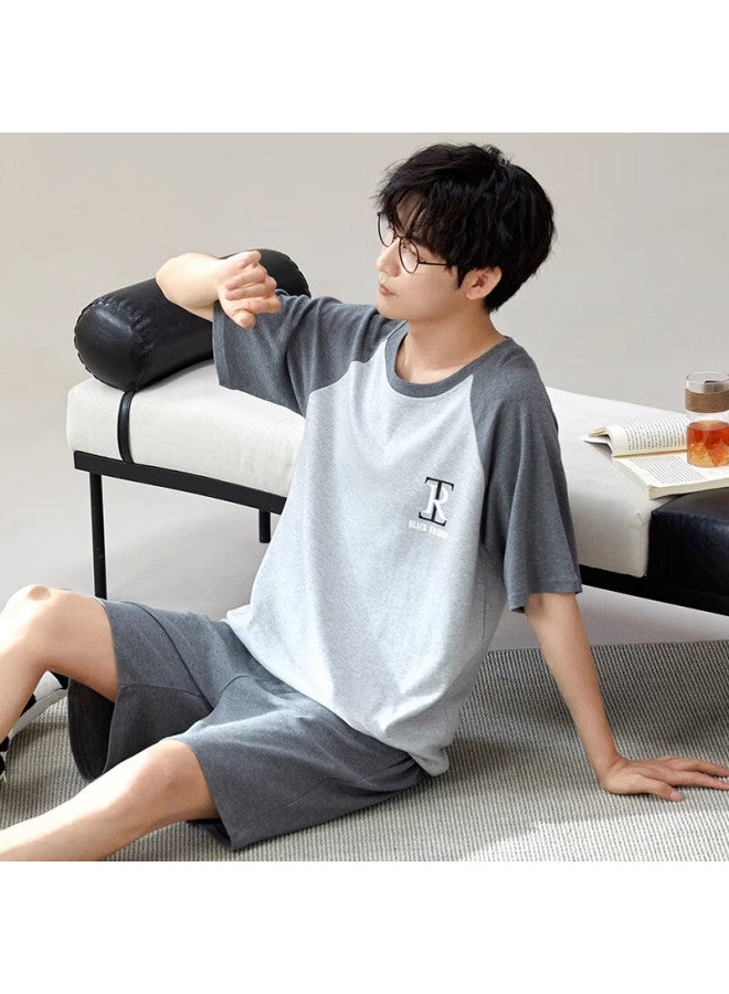 Me Feeling Men's Summer Cotton Round Neck Short Sleeve Shorts Thin Home Wear Casual Comfortable Can Be Worn Outfit - Image 4