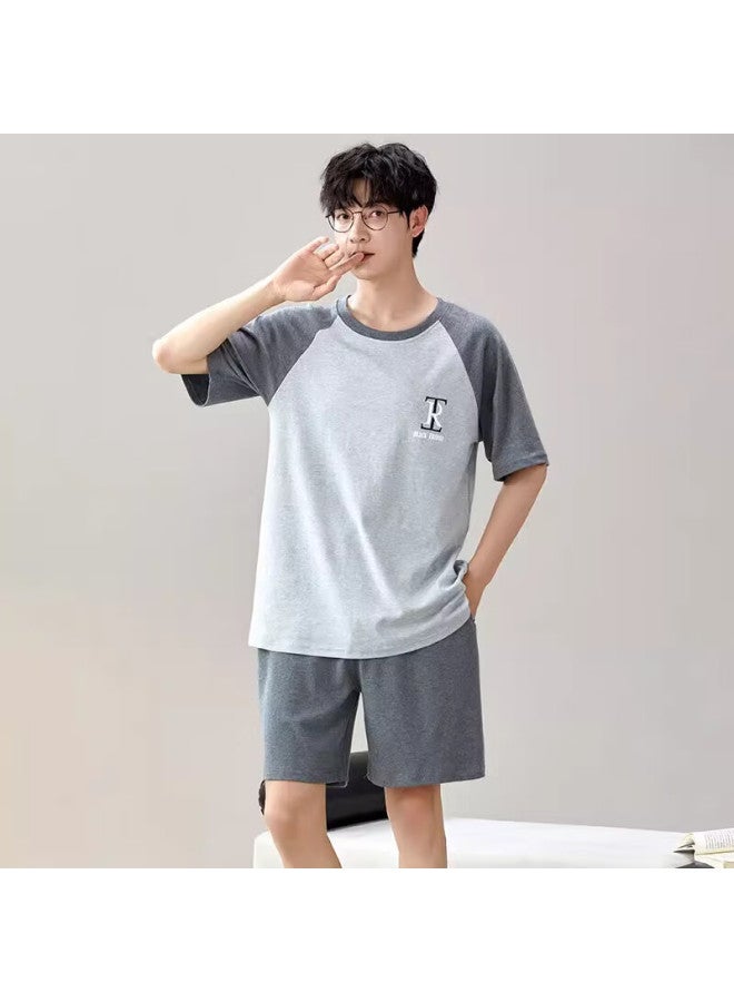 Me Feeling Men's Summer Cotton Round Neck Short Sleeve Shorts Thin Home Wear Casual Comfortable Can Be Worn Outfit - Image 5