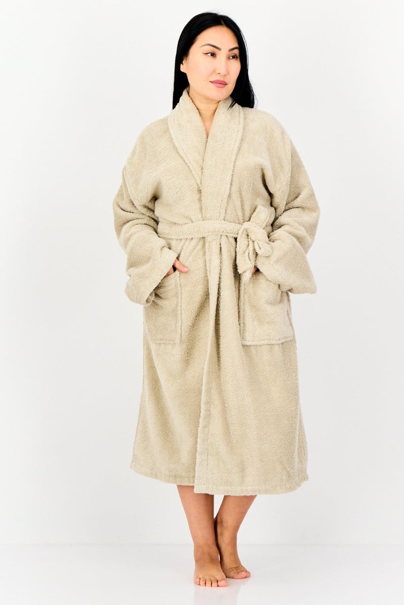 Bebe Home Women Terry Belted Robe, Oyster Grey  - Image 1
