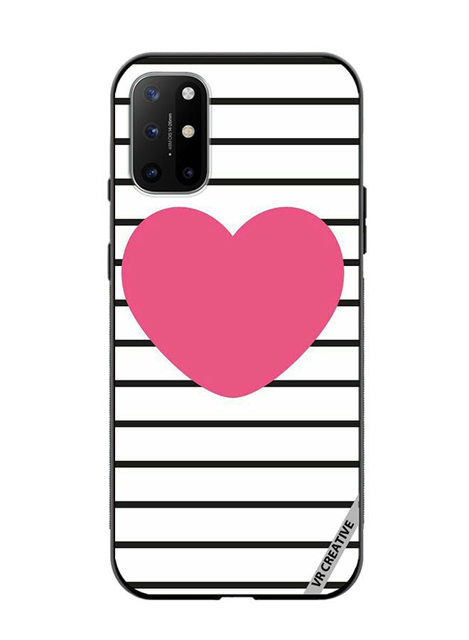 VR CREATIVE Protective Case Cover For OnePlus 8T Pink Heart stripes Design Multicolour - Image 1