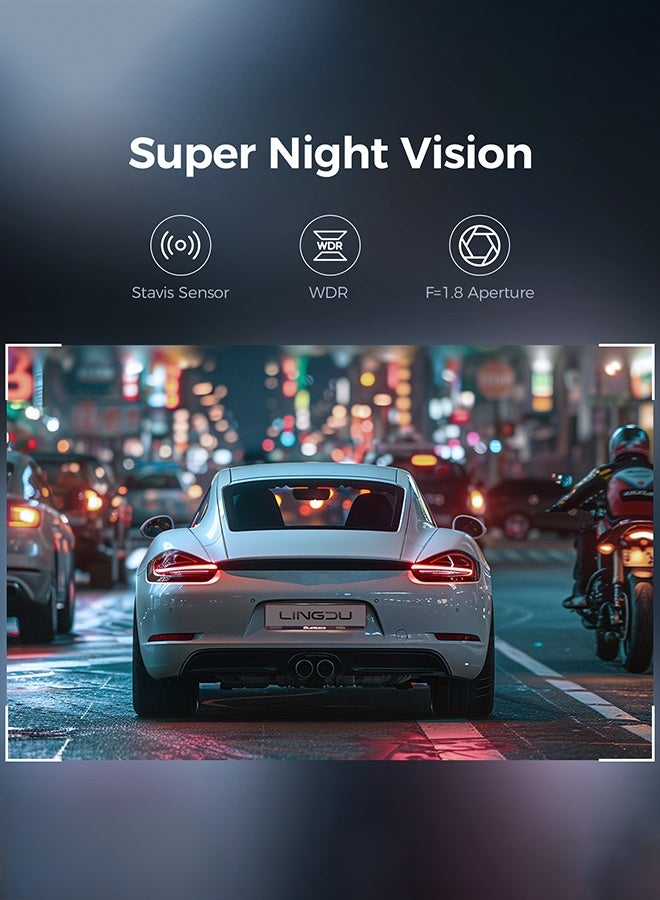 LINGDU D100 2.5K Dash Cam 5GHz WiFi&GPS, Enhanced Super Night Vision with WDR and Starvis Sensor,EN Voice Control, Parking Mode 24H - Image 3