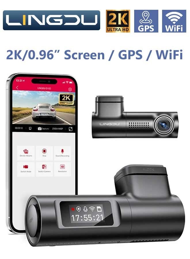 LINGDU D100 2.5K Dash Cam 5GHz WiFi&GPS, Enhanced Super Night Vision with WDR and Starvis Sensor,EN Voice Control, Parking Mode 24H - Image 1