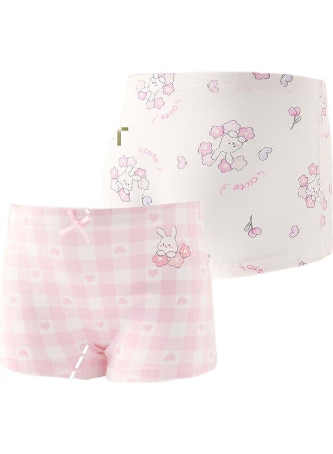 WELLBER Children'S Underwear Girls Big Kids Cotton Panties Square Shorts 3-Pack Pink Bunny Set 100Cm - Image 1