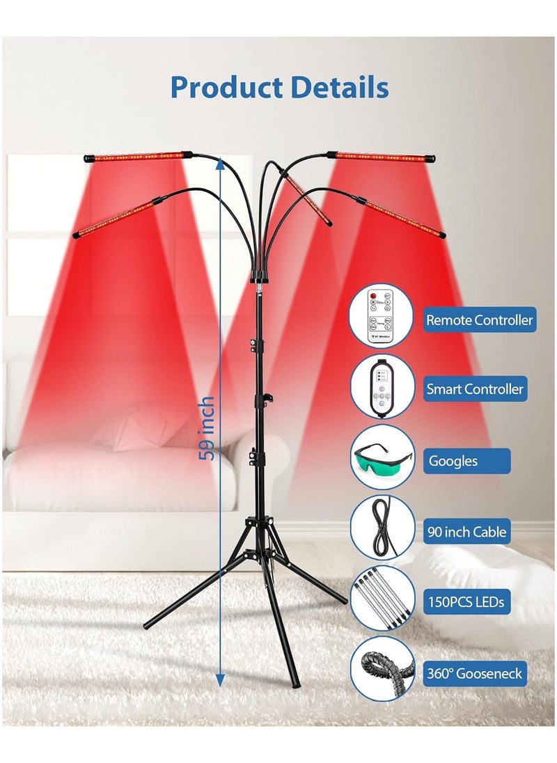Generic Red Light Therapy for Body,150LEDs Red Light Therapy Lamp, 660nm Red Light and 850nm Near Infrared Light Therapy Device, Red Therapy Light with Adjustable Bracket Gooseneck and Remote Control  - Image 3