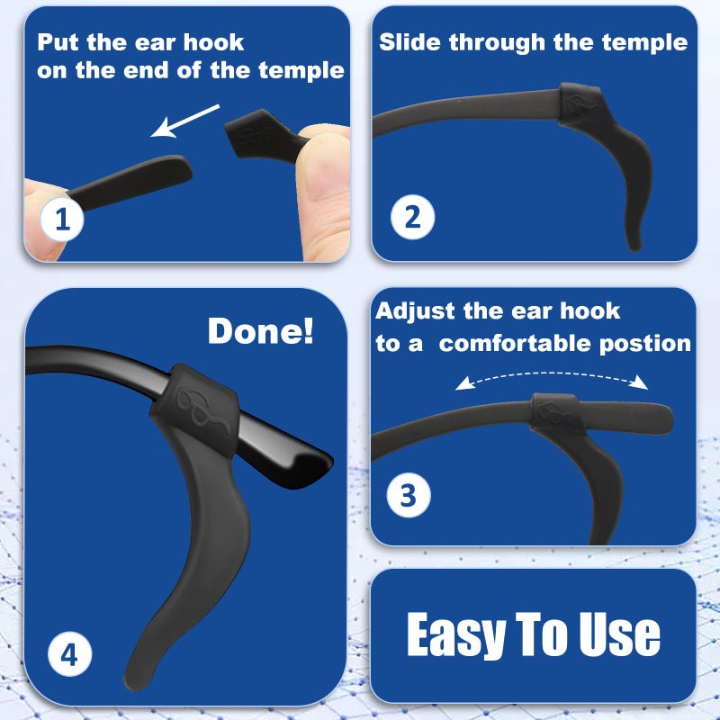 SMARTTOP Eyeglass Ear Grip - 18 Pairs Soft Comfortable Anti-slip Holder, Silicone Ear Hook, Eye glass Temple Tips Sleeve Retainer for Sports Glasses, Sunglasses Presbyopia Reading Glasses - Image 4