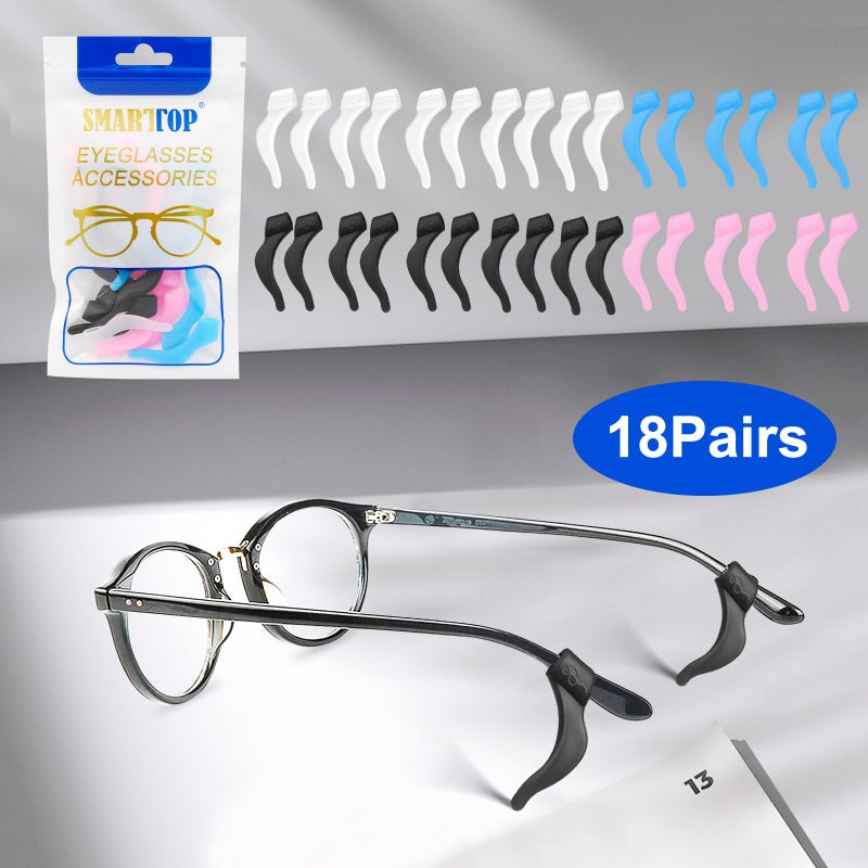 SMARTTOP Eyeglass Ear Grip - 18 Pairs Soft Comfortable Anti-slip Holder, Silicone Ear Hook, Eye glass Temple Tips Sleeve Retainer for Sports Glasses, Sunglasses Presbyopia Reading Glasses - Image 5
