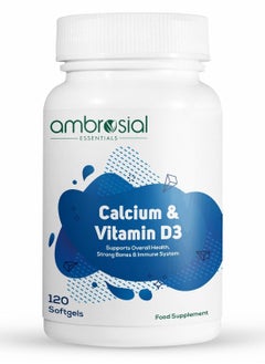 ambrosial Calcium And Vitamin D3 Tablets High Strength Calcium Tablets- 120 Softgels  - Image 1