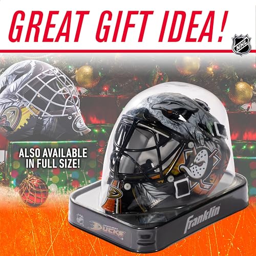 Franklin Sports Anaheim Ducks NHL Mini Hockey Goalie Helmet - Mini NHL Team Goalie Face Masks with Display Case - Perfect Bedroom, Office + Desk Accessory for Hockey Fans - 5" x 4.5" x 4" Inches - Image 3