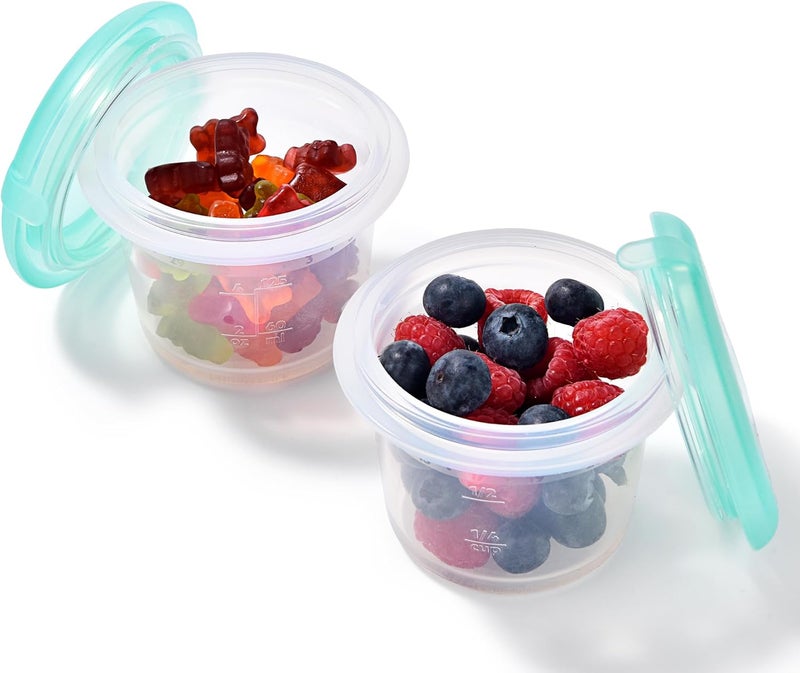 U-Taste 125ml 2PCS Silicone Food Containers Set: Compact Kitchen Storage with Leakproof Lid, Freezer & Microwave Safe, Portable Fruit Box with Date Marker for Salad Dressing, Jam - Aqua Sky - Image 1
