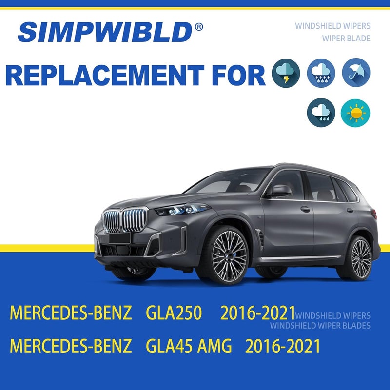 SIMPWIBLD Wiper Blade Set for Mercedes-Benz GLA45 AMG/GLA250 - Image 2