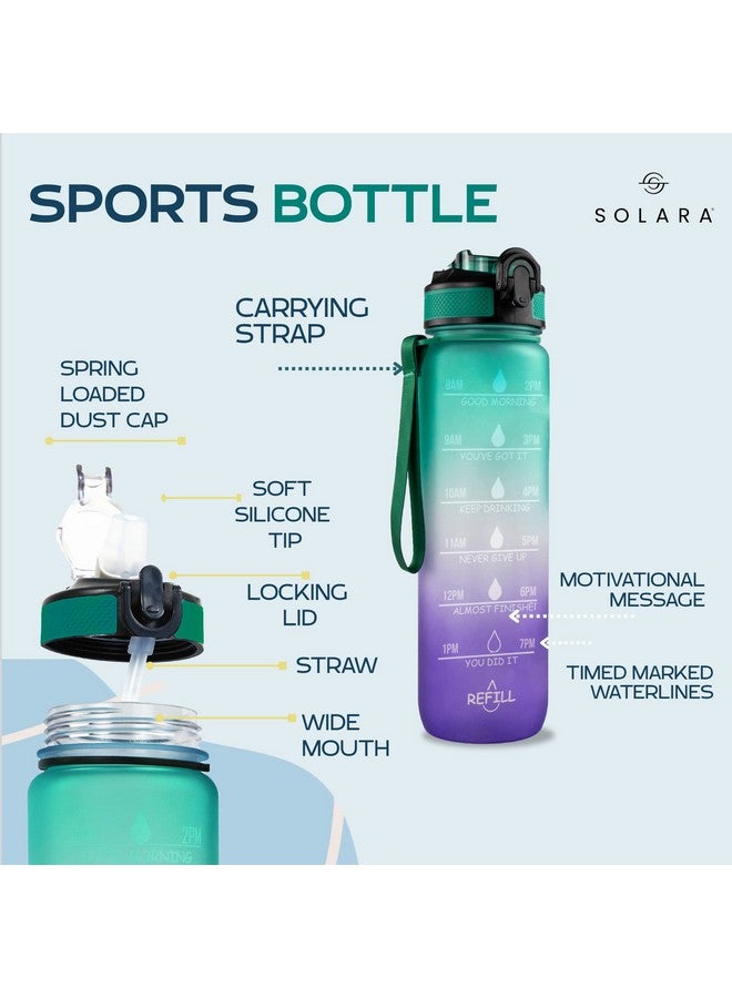 SOLARA Sipper Water Bottle for adults 1 Litre, Leakproof, BPA-Free & Durable Tritan, Water Bottle for Gym, Kids, School & Office, Motivational Time Marker, 1Ltr Sipper Bottle with straw, Purple Mint - Image 2