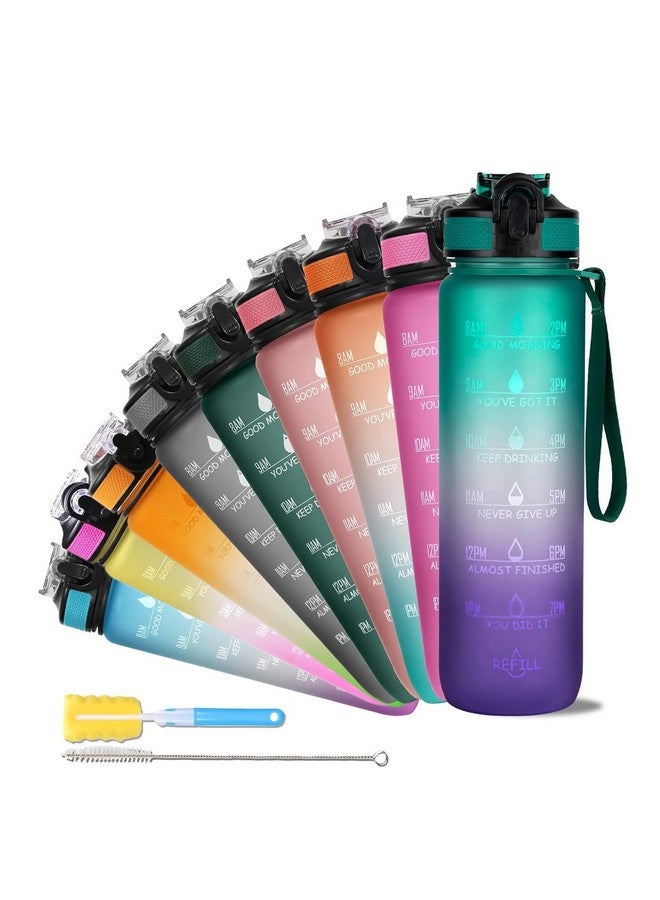 SOLARA Sipper Water Bottle for adults 1 Litre, Leakproof, BPA-Free & Durable Tritan, Water Bottle for Gym, Kids, School & Office, Motivational Time Marker, 1Ltr Sipper Bottle with straw, Purple Mint - Image 1