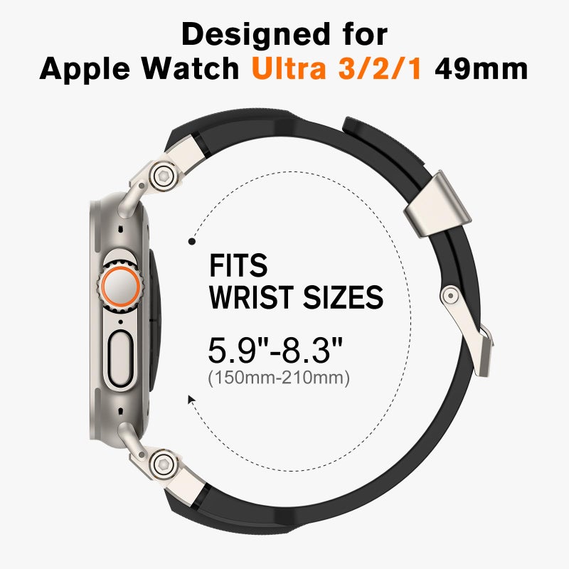 amBand Bands Compatible with Apple Watch Ultra 3/2/1 49mm, M1 Sport Series Rugged Durable Strap with Metal Connector to Match Ultra's Titanium Case for iWatch 49mm Men Titanium/Black - Image 5