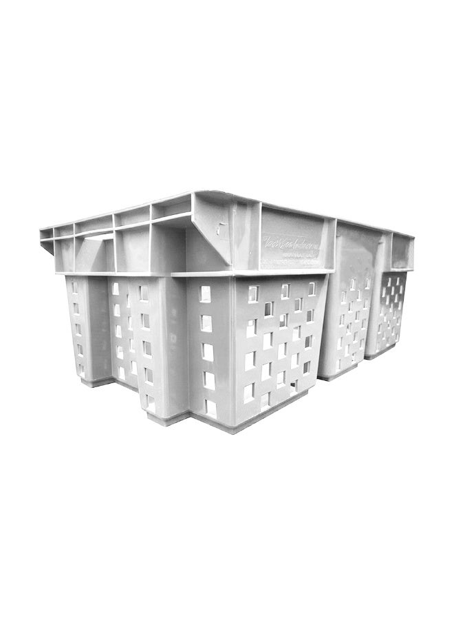 Plastica Industries LLC Vegetable/Date Crate Ventilated Storage Crate Stackable & Durable Storage Box For Home Office and Outdoor Organizer (580 x 380 x 220 mm) (White) - Image 4
