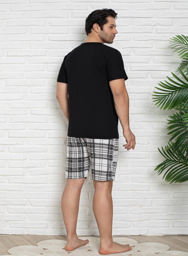 Trendyol Man Black Regular Fit Plaid Shorts Knitted Pajama Set - Image 2
