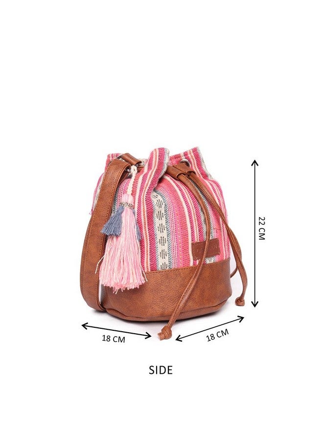 ASTRID Textured Sling Bag With Tassels For Girls (Medium size) (pretty pink) - Image 2