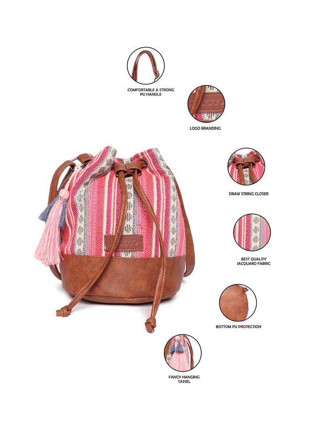ASTRID Textured Sling Bag With Tassels For Girls (Medium size) (pretty pink) - Image 5
