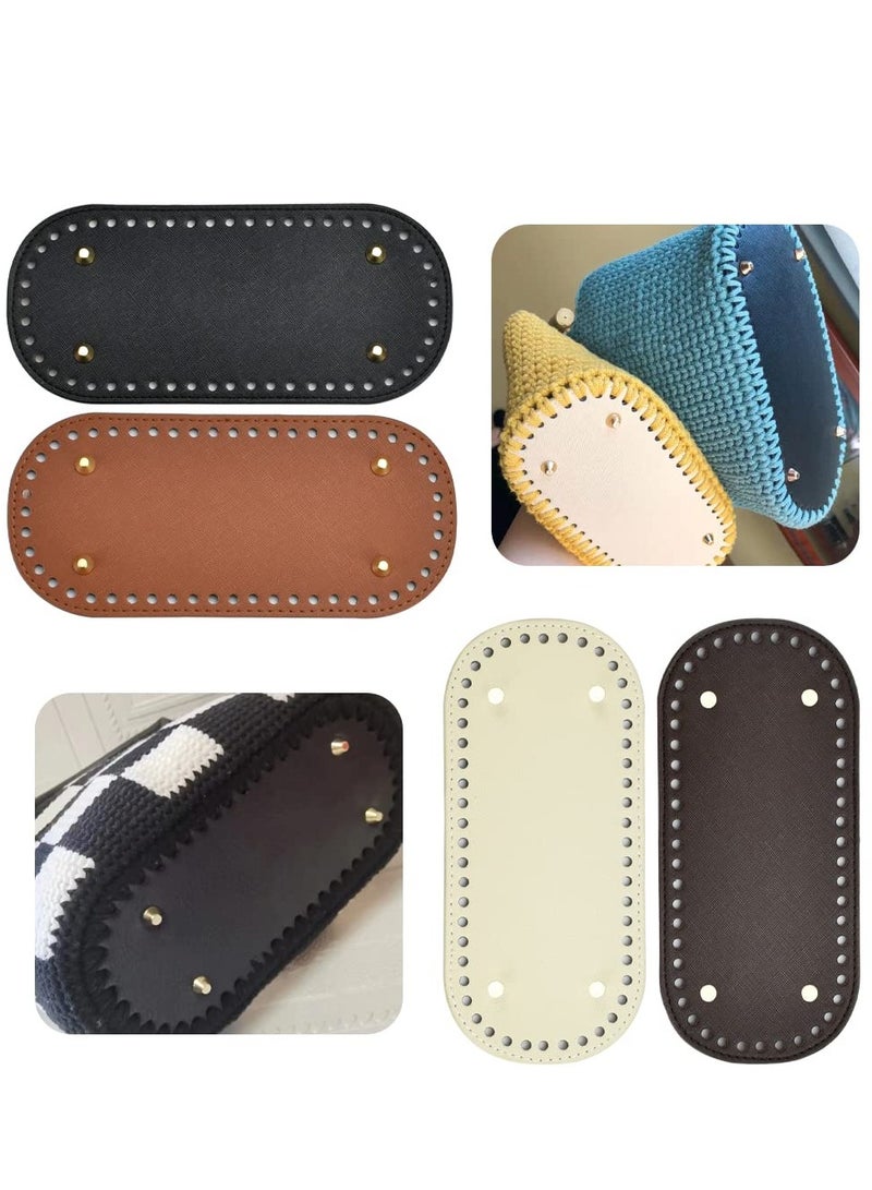 KASTWAVE Bag Bases for Crochet Bag Bottom Base Pu Leather Bag Bottom Oval Bottom Bag Bases with Holes for Bag Making Handbag Bottom Shaper Mat Shoulder Bags DIY Bottom Pad (4Pcs, 22x10cm) - Image 1