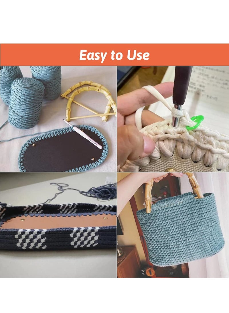 KASTWAVE Bag Bases for Crochet Bag Bottom Base Pu Leather Bag Bottom Oval Bottom Bag Bases with Holes for Bag Making Handbag Bottom Shaper Mat Shoulder Bags DIY Bottom Pad (4Pcs, 22x10cm) - Image 2