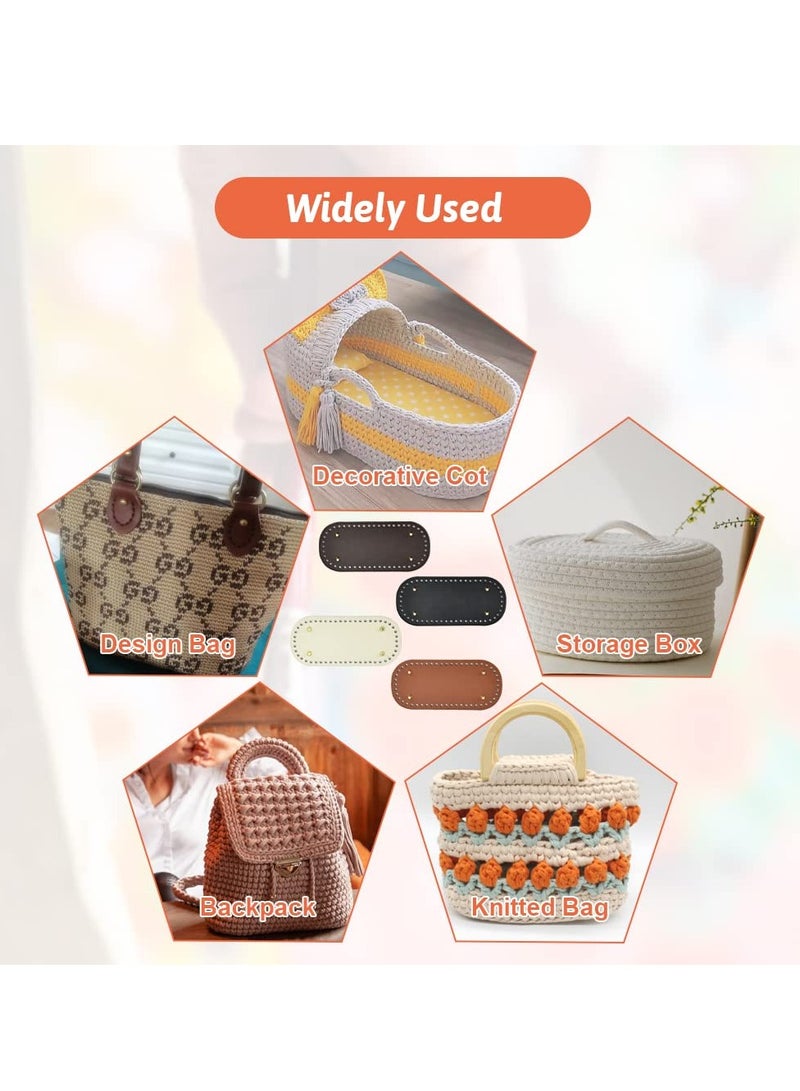 KASTWAVE Bag Bases for Crochet Bag Bottom Base Pu Leather Bag Bottom Oval Bottom Bag Bases with Holes for Bag Making Handbag Bottom Shaper Mat Shoulder Bags DIY Bottom Pad (4Pcs, 22x10cm) - Image 3