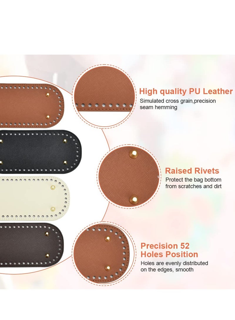 KASTWAVE Bag Bases for Crochet Bag Bottom Base Pu Leather Bag Bottom Oval Bottom Bag Bases with Holes for Bag Making Handbag Bottom Shaper Mat Shoulder Bags DIY Bottom Pad (4Pcs, 22x10cm) - Image 5