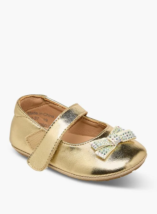 Barefeet Booties With Hook & Loop Closure, Embellished Bow