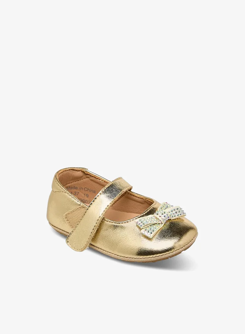 Barefeet Booties With Hook & Loop Closure, Embellished Bow