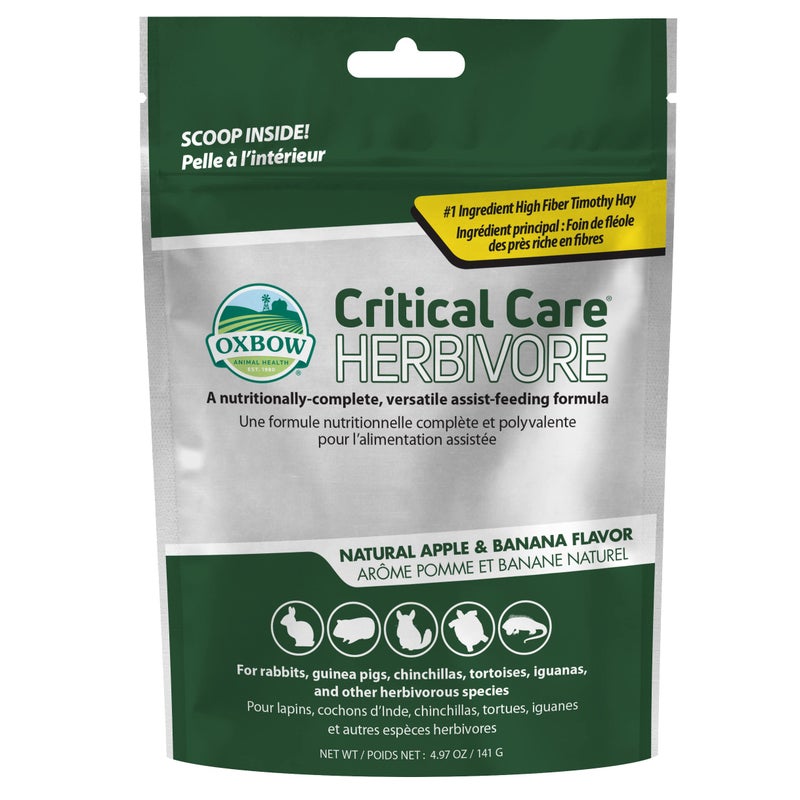 Oxbow Critical Care Herbivore, Emergency Guinea Pig Food, Rabbit Food for Recovery, Natural Apple Banana Flavor, Critical Care for Guinea Pig Emergency Kit, Made in USA, 141 Grams - Image 1