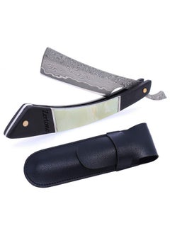 Zertone Damascus Straight Razor With Vg10 Steel Blade -Straight Razors For Men With Ebony And Acrylic Scale - Barber Straight Edge Razor (Black)  - Image 1