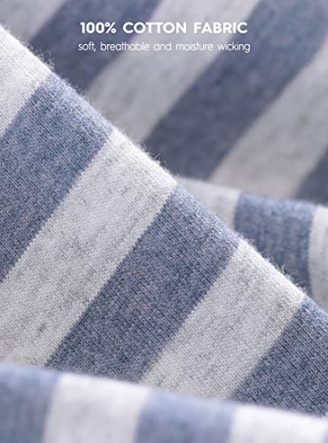 DAVID ARCHY Men's Pajamas Set Soft Cotton Long Sleeve Sleepwear Comfy Loungewear Pjs with Pockets (L, Heather Navy Blue) - Image 5