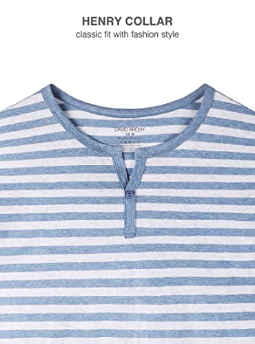 DAVID ARCHY Men's Pajamas Set Soft Cotton Long Sleeve Sleepwear Comfy Loungewear Pjs with Pockets (L, Heather Navy Blue) - Image 2