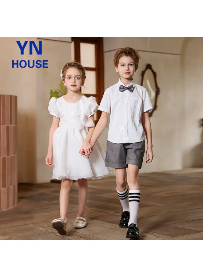 Yinuofang Girls Princess Dress White Formal Dress Spring Summer Performance Flower Girl Host Costume - Image 1