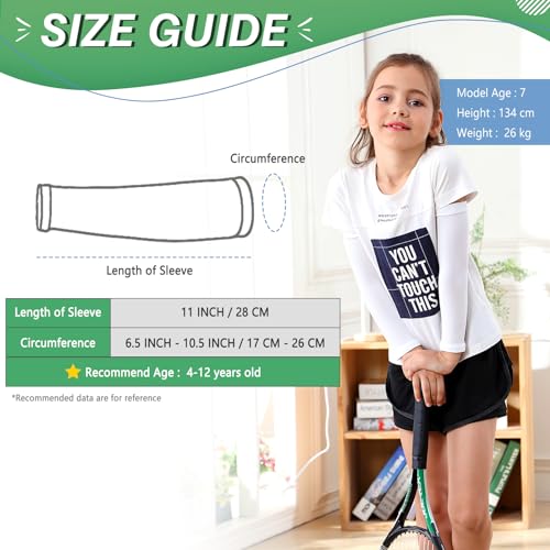 Newbyinn Kid Arm Sleeve 4 Pairs, Compression Arm Sleeve for Basketball Football Baseball Volleyball Youth Boy Girl Sports - Image 2