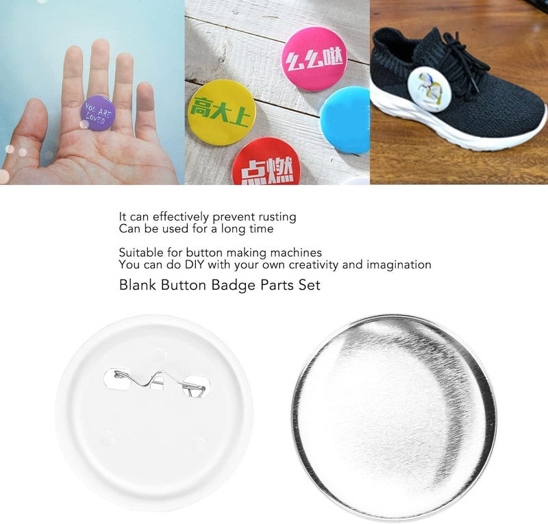 klarako 100 Set Blank Pin Back Button Parts, DIY Badge Making Supplies with Tinplate and Plastic Base, Perfect Gifts for Family and Friends (75MM) - Image 3
