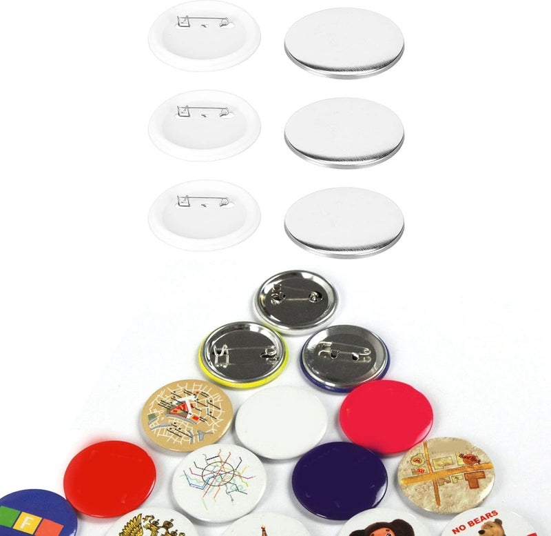 klarako 100 Set Blank Pin Back Button Parts, DIY Badge Making Supplies with Tinplate and Plastic Base, Perfect Gifts for Family and Friends (75MM) - Image 1