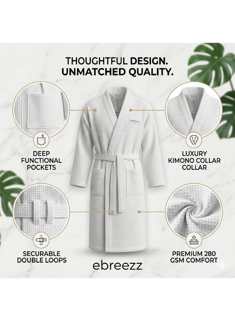 EBREEZZ Premium Waffle Cotton Bathrobe – 280 GSM - Image 4