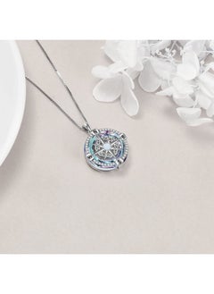 WINNICACA Compass Necklace For Women Sterling Silver Compass Jewelry Pendant With Purple Crystal Graduation Gift For Women  - Image 4