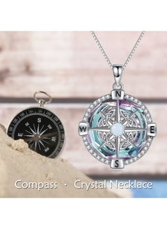 WINNICACA Compass Necklace For Women Sterling Silver Compass Jewelry Pendant With Purple Crystal Graduation Gift For Women  - Image 2