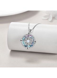 WINNICACA Compass Necklace For Women Sterling Silver Compass Jewelry Pendant With Purple Crystal Graduation Gift For Women  - Image 3