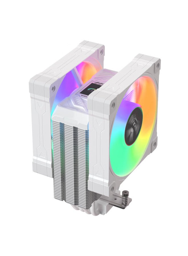 Valkyrie Al125-l White Vk Cpu Air Cooler, Dual 12cm Fans, 4 Heat Pipes, 1.54-inch Lcd Display, Compatible With Lga1700 Am5, Argb Lighting Effects - Image 1