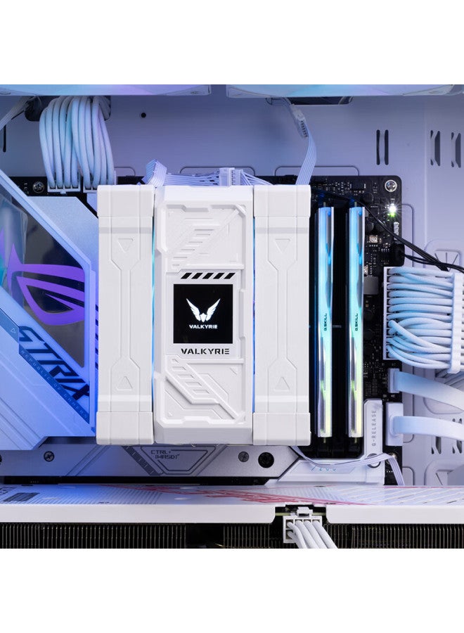 Valkyrie Al125-l White Vk Cpu Air Cooler, Dual 12cm Fans, 4 Heat Pipes, 1.54-inch Lcd Display, Compatible With Lga1700 Am5, Argb Lighting Effects - Image 3