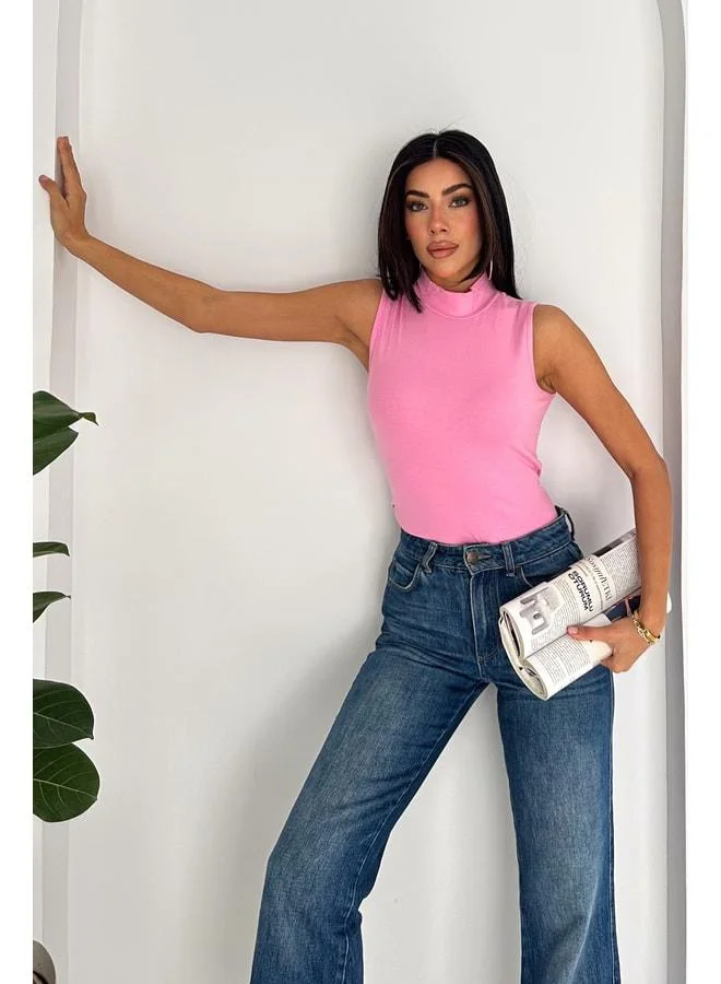 نوا نوا بودي أساسي للنساء بدون أكمام بياقة عالية - سليك كور - وردي