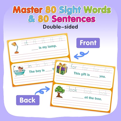PraxiKidy Sight Words Flash Cards Sentence Building for Kids Handwriting Practice Writing Tracing Phonics Flash CardsPreschool Kindergarten 1st Grade Learning Activities Homeschool Speech Therapy - Image 5