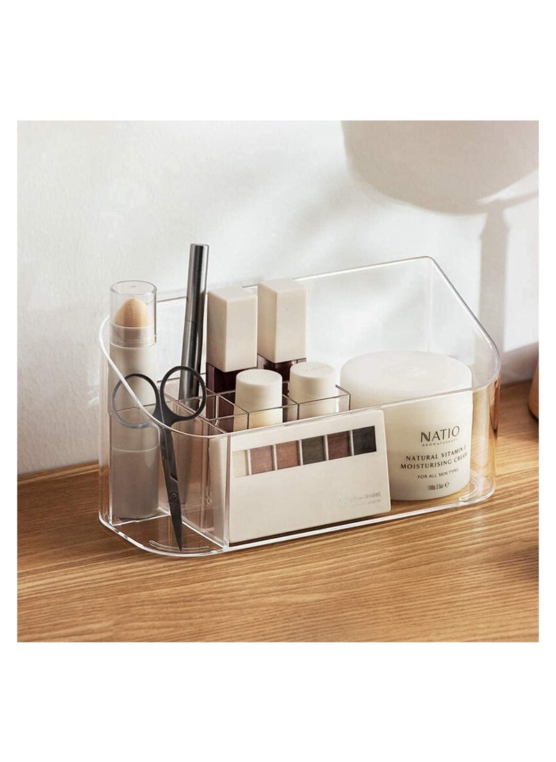 SYOSI - Bathroom Cabinet Cosmetic Storage Tray Makeup Organizer Tray with 9 Compartments Removable Dividers Lipgloss Organizer Makeup Display Tray Case - Image 1