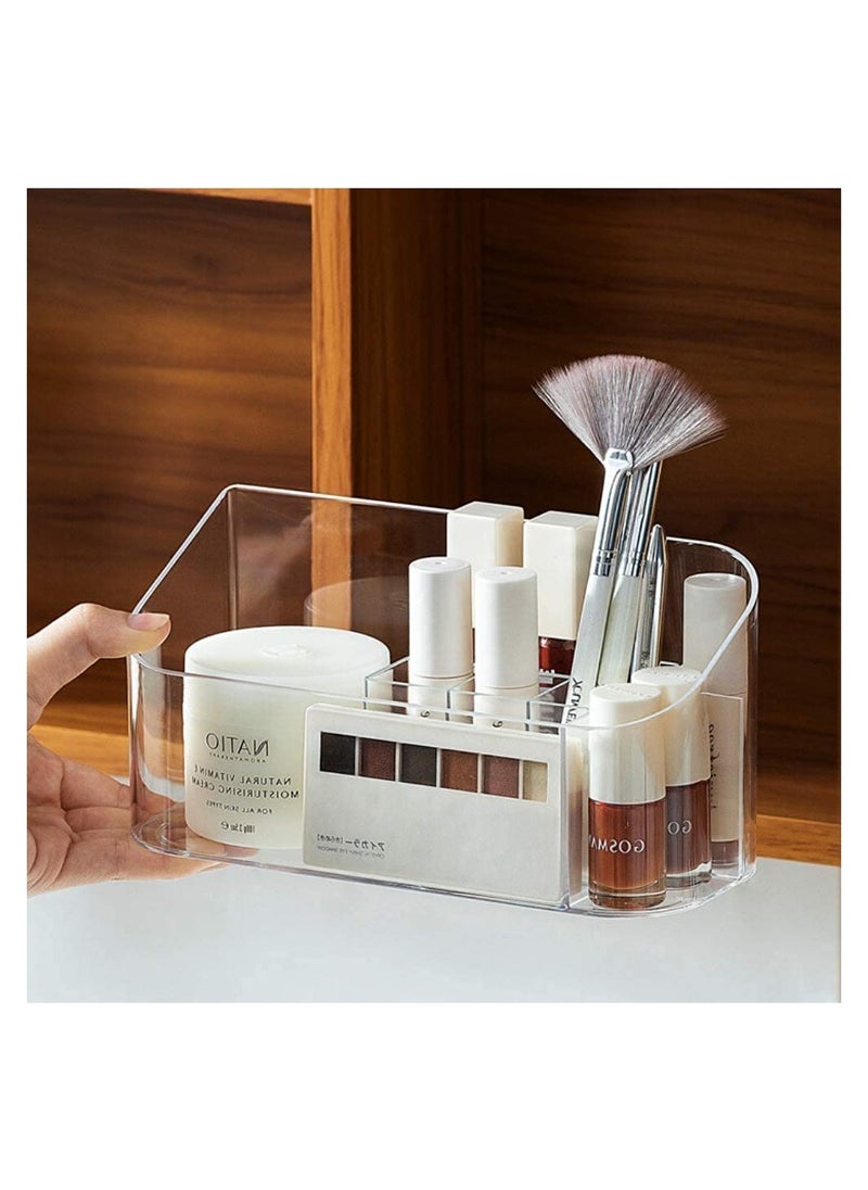 SYOSI - Bathroom Cabinet Cosmetic Storage Tray Makeup Organizer Tray with 9 Compartments Removable Dividers Lipgloss Organizer Makeup Display Tray Case - Image 1