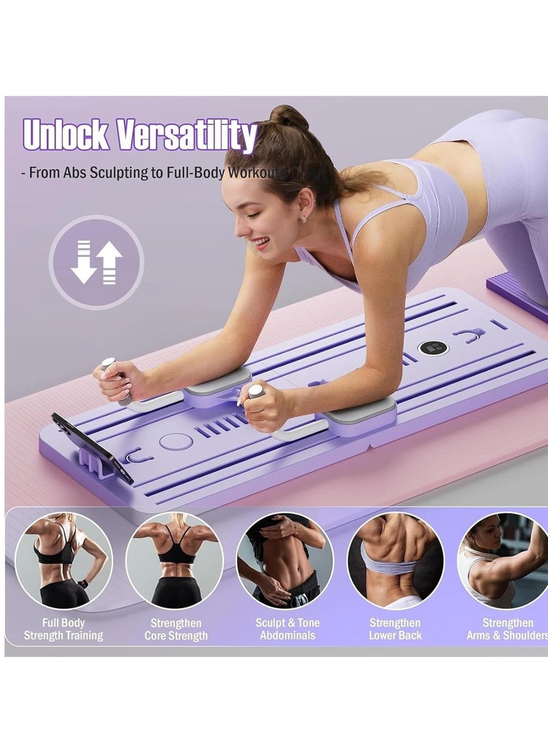 Jourvent - Pilates Board -  Pilates Reformer Set, Multi-Purpose Foldable Pilates Reformer Board for Home, 5 in 1 Pilates Sliding Board (Purple) - Image 1