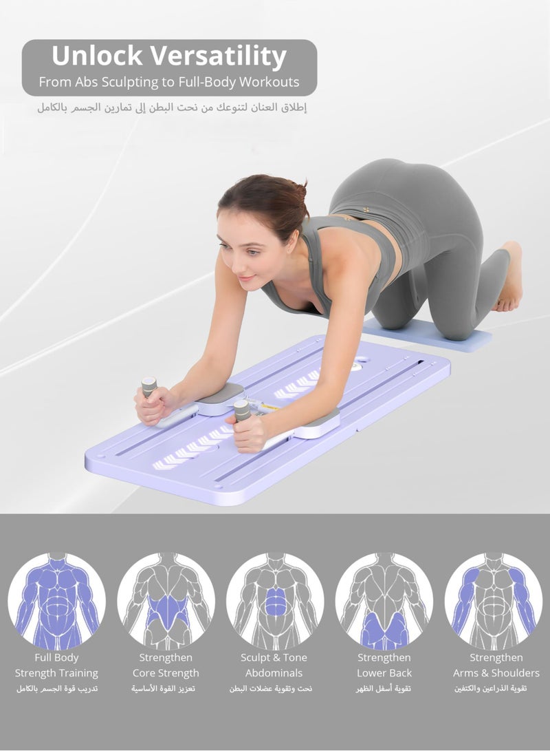 Jourvent Pilates Board -  Pilates Reformer Set, Multi-Purpose Foldable Pilates Reformer Board for Home, 5 in 1 Pilates Sliding Board (Purple) - Image 4