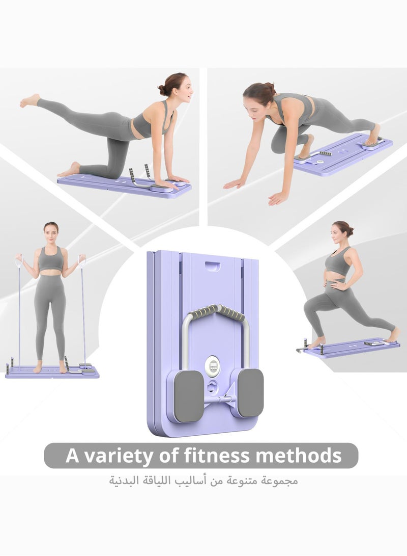 Jourvent Pilates Board -  Pilates Reformer Set, Multi-Purpose Foldable Pilates Reformer Board for Home, 5 in 1 Pilates Sliding Board (Purple) - Image 2