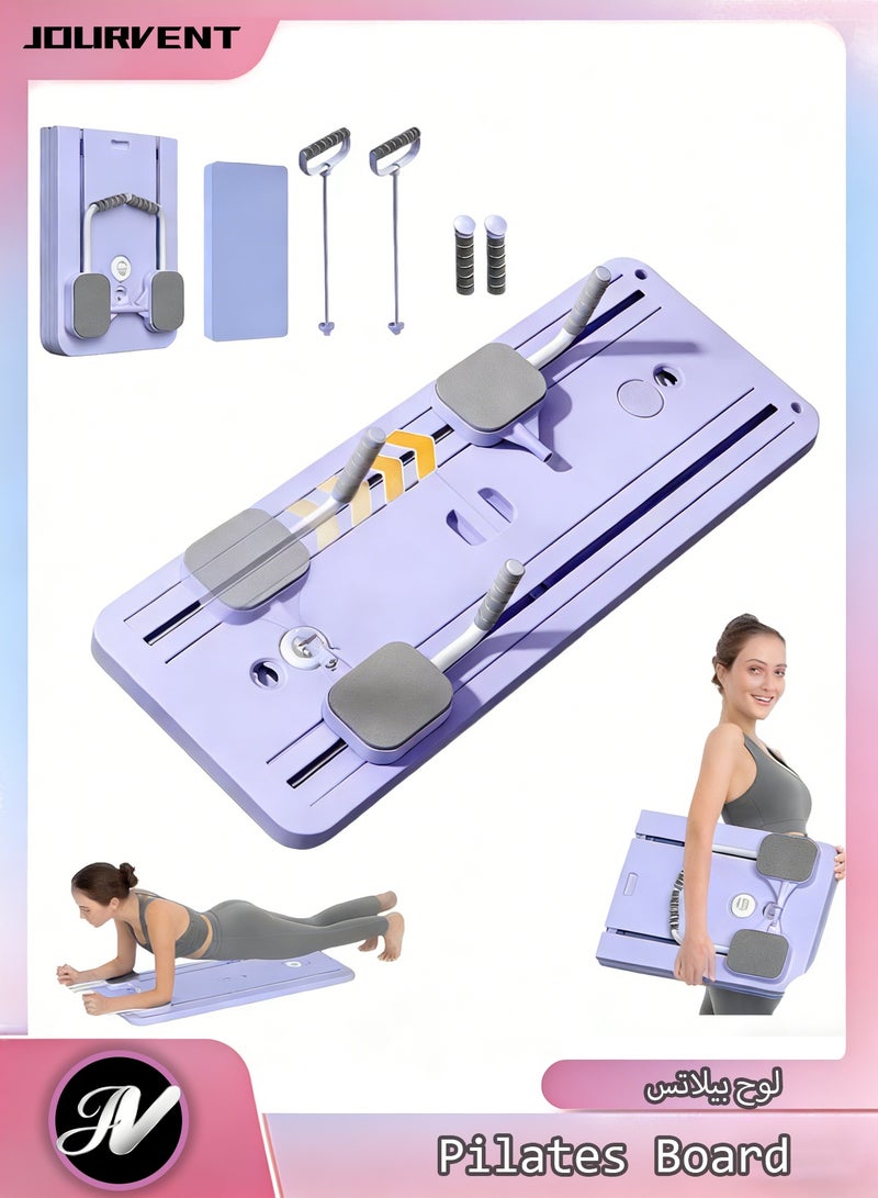 Jourvent Pilates Board -  Pilates Reformer Set, Multi-Purpose Foldable Pilates Reformer Board for Home, 5 in 1 Pilates Sliding Board (Purple) - Image 1