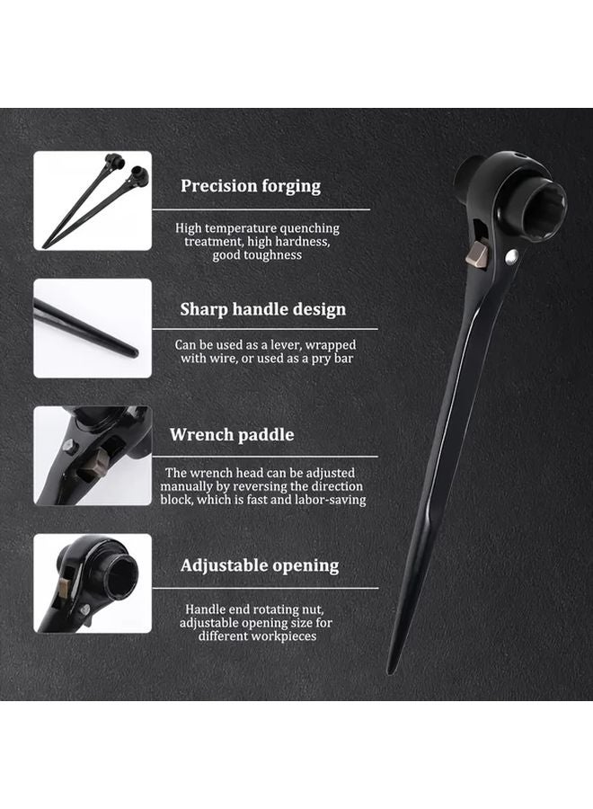 2PCS 19mm 22mm Sharp Tail Ratchet Wrench Reinforced Handle Bolt Alignment Scaffold Tool - Image 4